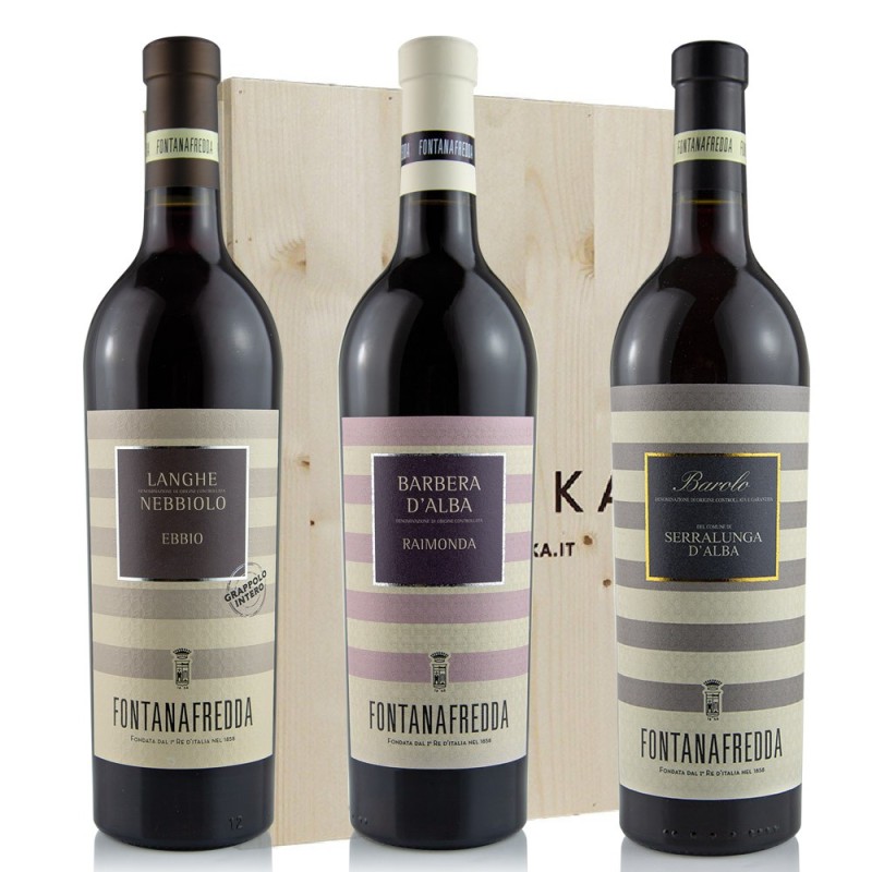 Fontanafredda Trio, Barolo, Nebbiolo, Barbera [3x bot. Cassetta di Legno]