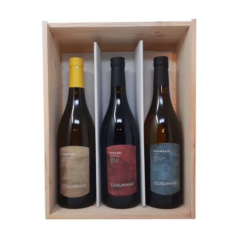 Cusumano Sicilia Trio Grillo, Nero d'Avola e Angimbè [3x bot. Cassetta di Legno]