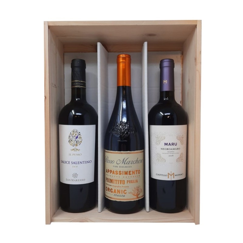 Salento Rosso Trio Primitivo, Negroamaro e Salice [3x bot. Cassetta di Legno]