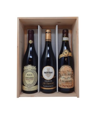 Amarone Trio Masi, Tommasi, Bertani [3x bot. Cassetta di Legno]