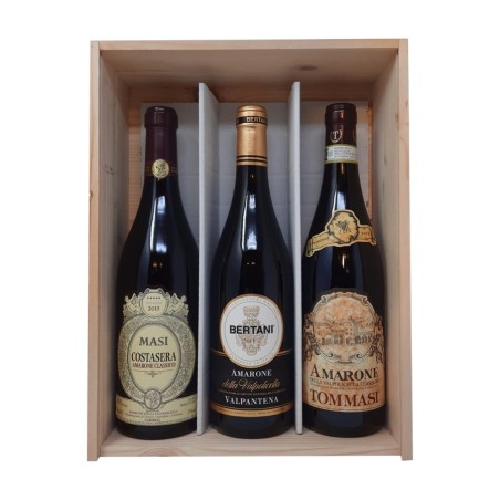 Amarone Trio Masi, Tommasi, Bertani [3x bot. Cassetta di Legno]