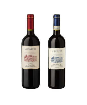 1 bot. Brunello di Montalcino + 1 bot. Rosso di Toscana - La Poderina