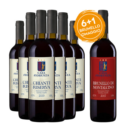 Chianti Riserva DOCG + Brunello DOCG Omaggio - Casa Fiorenza [6 bot. + 1 Omaggio]