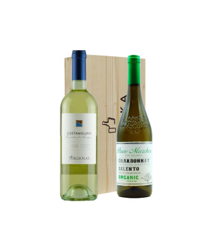 I Bianchi più venduti Vermentino Costamolino e Chardonnay BIO - Argiolas e Paolo Leo [2 bot in Cassetta di Legno]