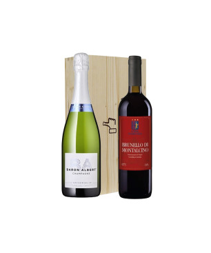 Champagne e Brunello Di Montalcino - Baron Albert e Casa Fiorenza [2 bot in Cassetta di Legno]