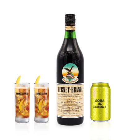 Branca Fizz Pack [Fernet Branca + 2 Bicchieri e Soda al Limone Omaggio]