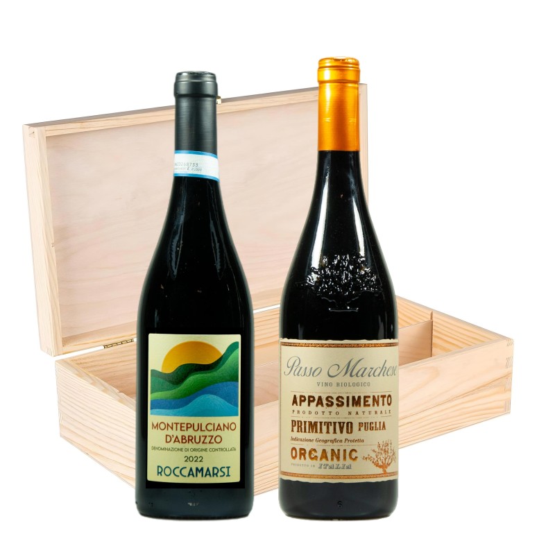 Montepulciano e Primitivo - Roccamarsi e Paolo Leo [2 bot in Cassetta di Legno]