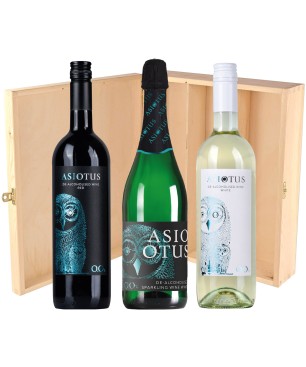 Asio Otus Bianco,  Rosso e Spumante Alcohol Free - Barone di Montalto [3 bott. in Cassetta di Legno]