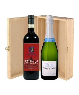 Champagne e Brunello Di Montalcino - Baron Albert e Casa Fiorenza [2 bot in Cassetta di Legno]