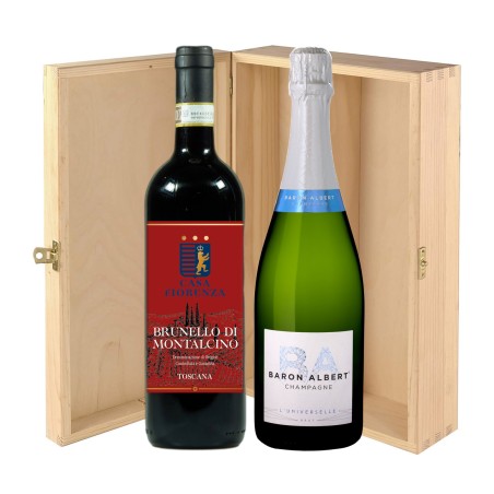 Champagne e Brunello Di Montalcino - Baron Albert e Casa Fiorenza [2 bot in Cassetta di Legno]