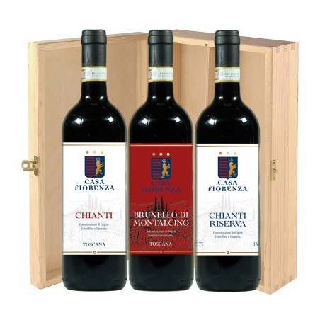 Casa Fiorenza Trio Brunello, Chianti Riserva e Chianti [3x bott. Cassetta di Legno]