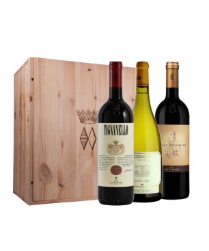 Box Degutazione Tignanello + Badia a Passignano G.R. + Cervaro della Sala - Antinori [Cassetta in legno 3 bt]
