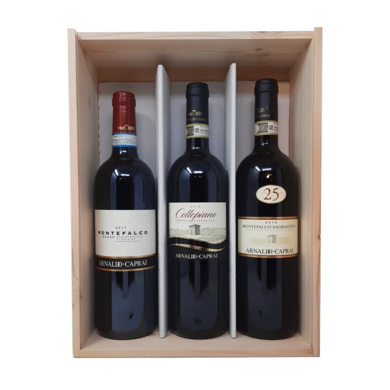 Arnaldo Caprai Montefalco Trio Sagrantino, 25 anni e Rosso [3x bot. Cassetta di Legno]